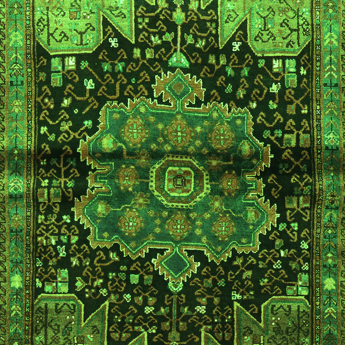 Serging Thickness of Machine Washable Persian Green Traditional Area Rugs, wshtr1104grn
