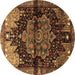 Round Persian Brown Traditional Rug, tr1104brn