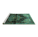 Sideview of Machine Washable Persian Turquoise Traditional Area Rugs, wshtr1104turq