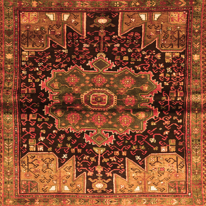 Round Machine Washable Persian Orange Traditional Area Rugs, wshtr1104org