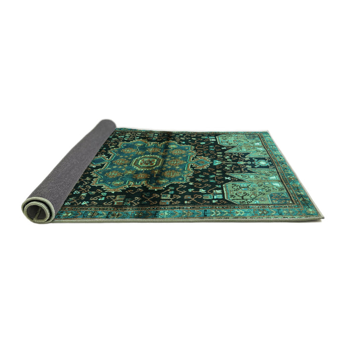 Sideview of Persian Turquoise Traditional Rug, tr1104turq