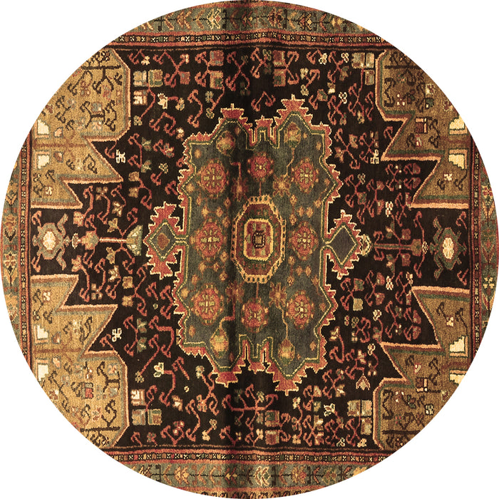 Round Machine Washable Persian Brown Traditional Rug, wshtr1104brn