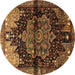 Round Machine Washable Persian Brown Traditional Rug, wshtr1104brn