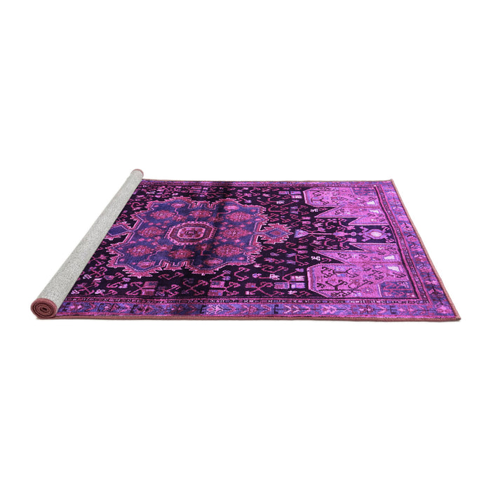 Sideview of Machine Washable Persian Purple Traditional Area Rugs, wshtr1104pur