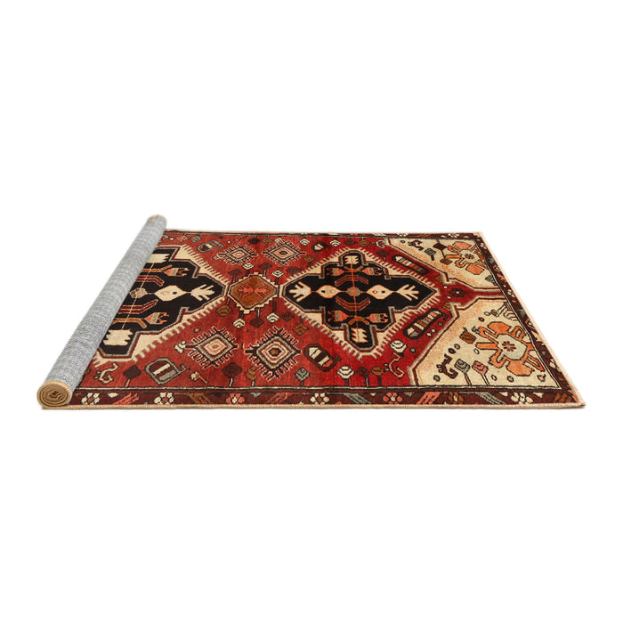 Sideview of Machine Washable Traditional Saffron Red Rug, wshtr1105