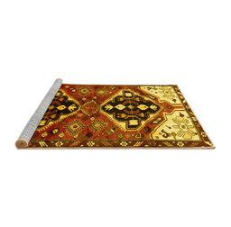 Sideview of Machine Washable Persian Yellow Traditional Rug, wshtr1105yw