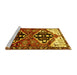 Sideview of Machine Washable Persian Yellow Traditional Rug, wshtr1105yw