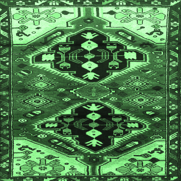 Square Machine Washable Persian Emerald Green Traditional Area Rugs, wshtr1105emgrn