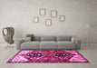 Machine Washable Persian Pink Traditional Rug in a Living Room, wshtr1105pnk