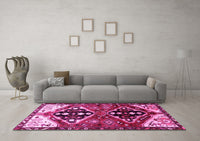 Machine Washable Persian Pink Traditional Rug, wshtr1105pnk