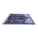 Sideview of Machine Washable Persian Blue Traditional Rug, wshtr1105blu