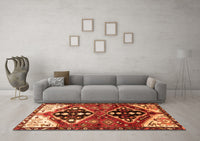 Machine Washable Persian Orange Traditional Rug, wshtr1105org