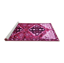 Sideview of Machine Washable Persian Pink Traditional Rug, wshtr1105pnk