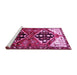 Sideview of Machine Washable Persian Pink Traditional Rug, wshtr1105pnk