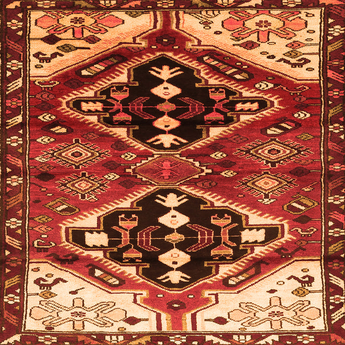 Round Machine Washable Persian Orange Traditional Area Rugs, wshtr1105org