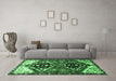 Machine Washable Persian Emerald Green Traditional Area Rugs in a Living Room,, wshtr1105emgrn