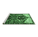 Sideview of Machine Washable Persian Emerald Green Traditional Area Rugs, wshtr1105emgrn