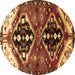 Round Persian Brown Traditional Rug, tr1105brn