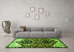 Machine Washable Persian Green Traditional Area Rugs in a Living Room,, wshtr1105grn