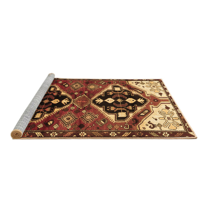 Sideview of Machine Washable Persian Brown Traditional Rug, wshtr1105brn