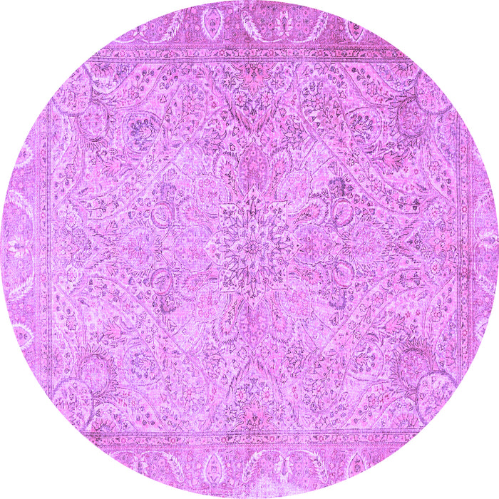 Round Machine Washable Oriental Purple Traditional Area Rugs, wshtr1106pur
