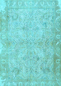 Oriental Light Blue Traditional Rug, tr1106lblu