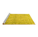 Sideview of Machine Washable Oriental Yellow Traditional Rug, wshtr1106yw