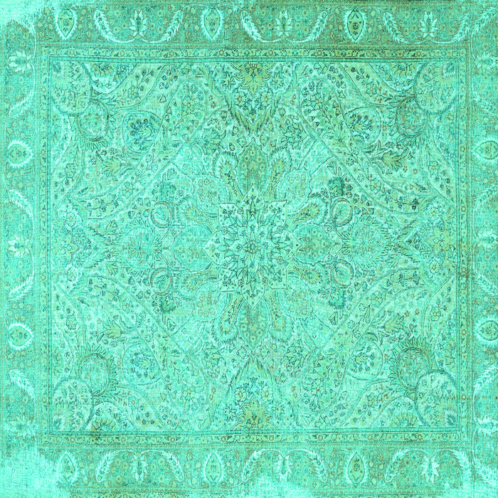 Square Oriental Turquoise Traditional Rug, tr1106turq