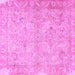 Square Oriental Pink Traditional Rug, tr1106pnk