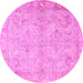 Round Oriental Pink Traditional Rug, tr1106pnk