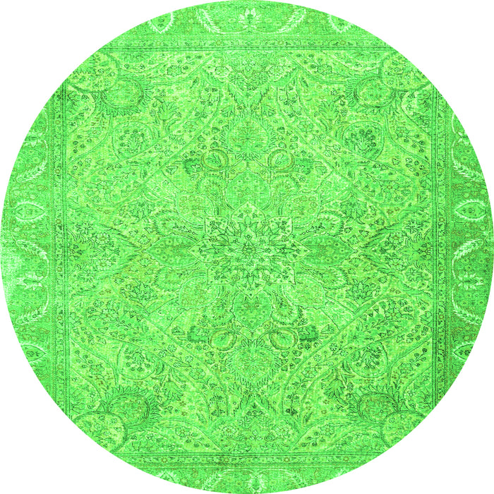 Square Oriental Green Traditional Rug, tr1106grn