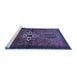 Sideview of Machine Washable Persian Blue Traditional Rug, wshtr1107blu