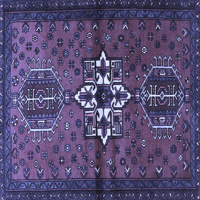 Square Machine Washable Persian Blue Traditional Rug, wshtr1107blu