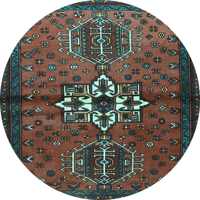 Round Machine Washable Persian Light Blue Traditional Rug, wshtr1107lblu