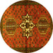 Round Persian Yellow Traditional Rug, tr1107yw