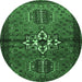 Round Persian Emerald Green Traditional Rug, tr1107emgrn