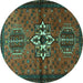 Round Persian Turquoise Traditional Rug, tr1107turq