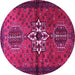 Round Machine Washable Persian Pink Traditional Rug, wshtr1107pnk