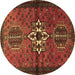 Round Persian Brown Traditional Rug, tr1107brn