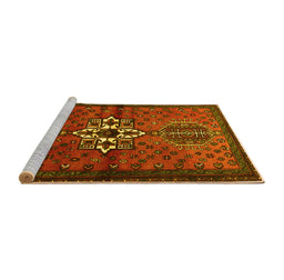 Sideview of Machine Washable Persian Yellow Traditional Rug, wshtr1107yw