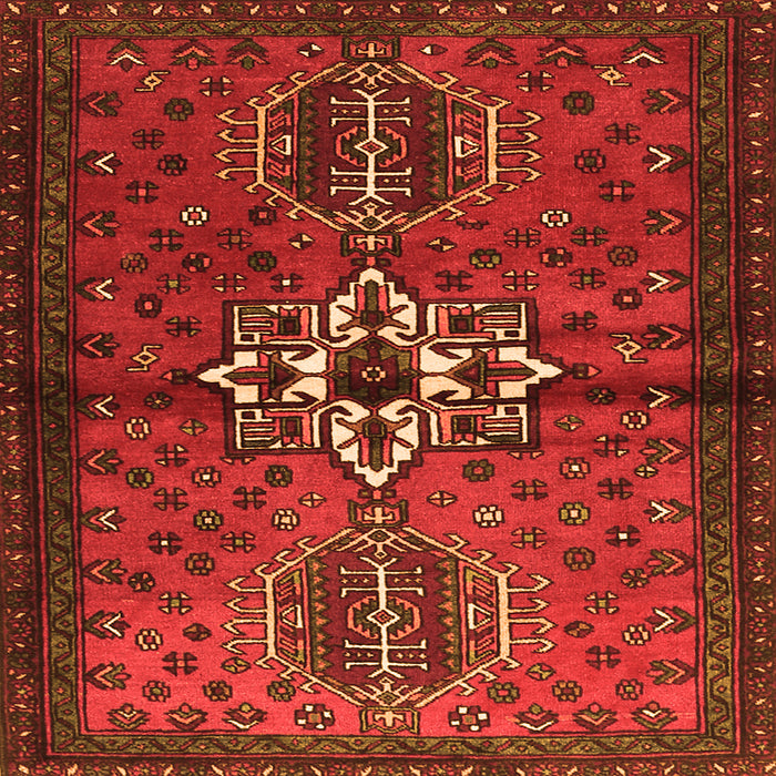 Round Machine Washable Persian Orange Traditional Area Rugs, wshtr1107org