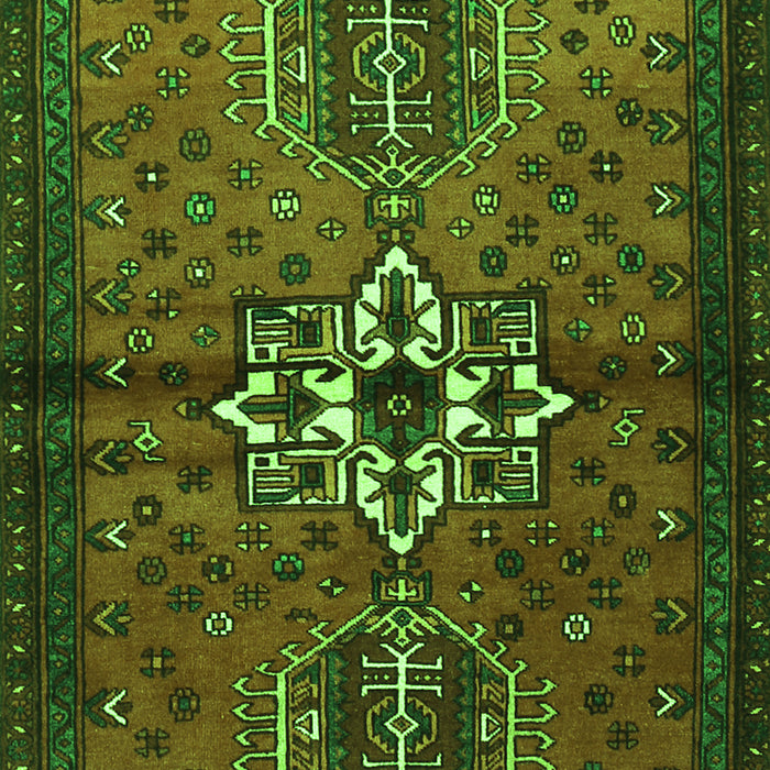 Serging Thickness of Machine Washable Persian Green Traditional Area Rugs, wshtr1107grn
