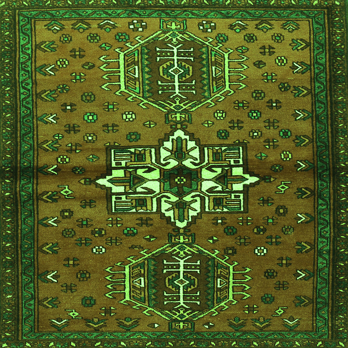 Round Machine Washable Persian Green Traditional Area Rugs, wshtr1107grn