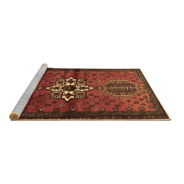 Sideview of Machine Washable Persian Brown Traditional Rug, wshtr1107brn