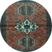 Round Persian Light Blue Traditional Rug, tr1107lblu