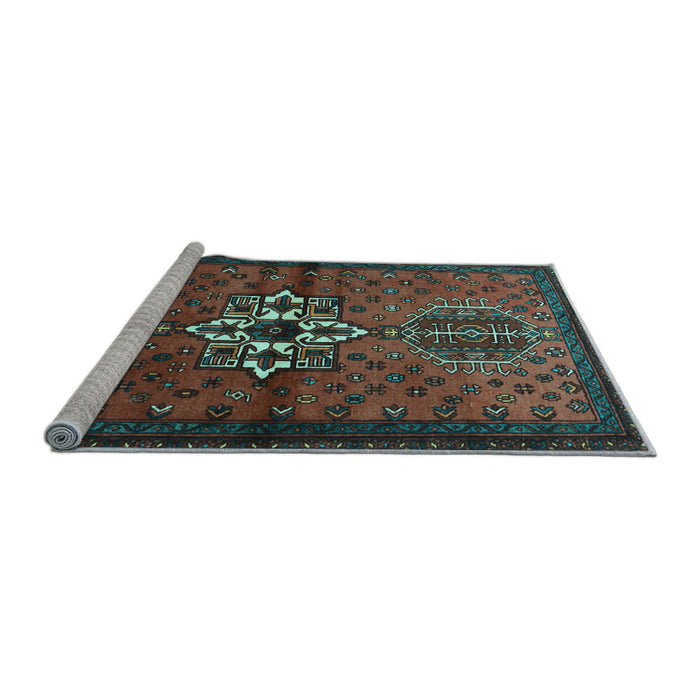 Sideview of Machine Washable Persian Light Blue Traditional Rug, wshtr1107lblu