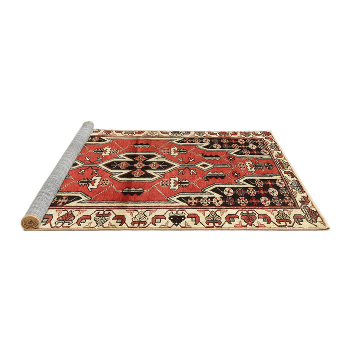 Sideview of Machine Washable Traditional Tomato Red Rug, wshtr1108