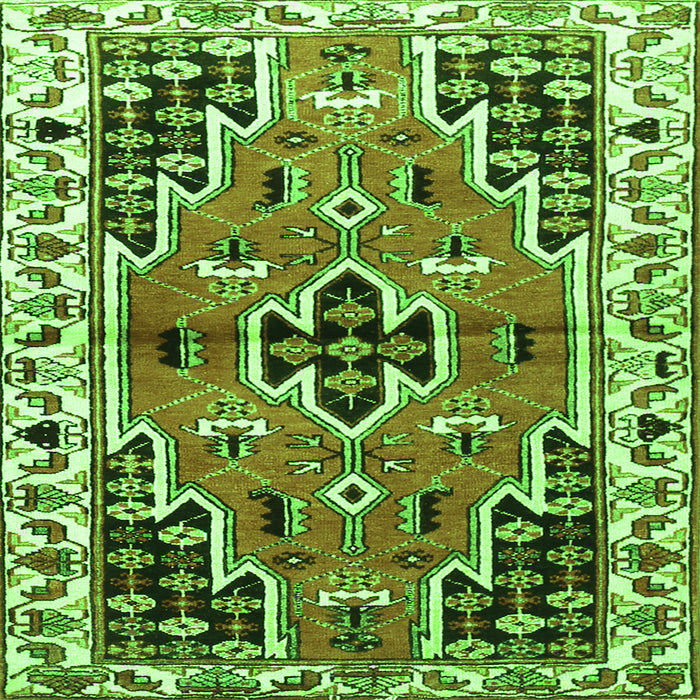 Round Machine Washable Persian Green Traditional Area Rugs, wshtr1108grn