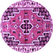 Round Machine Washable Persian Purple Traditional Area Rugs, wshtr1108pur