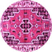 Round Persian Pink Traditional Rug, tr1108pnk